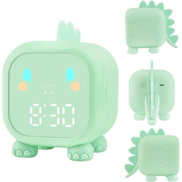 Edillas Alarm Clock Children Dinosaur Digital Girls Boys Silent No Ticking Alarm Clock Night Light/Countdown/Snooze/2 Alarms/6 Ringtones/Adjustable Volume/Rechargeable Desk Clock