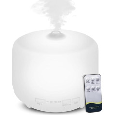 Aroma Diffuser - 500 ml Essential Oil Diffuser, Ultrasonic Aromatherapy Diffuser, 15 Colours Light Mode, Waterless Auto Off, Humidifier for Bedroom, Home, Office or Yoga, White