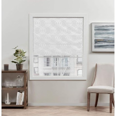 Exclusive Home Curtains Trellis Prague Blackout Roller Blind, Polyester, White, 27 x 64 cm