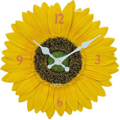 Taodyans Outdoor Wall Clock 30cm Sunflower Waterproof Outdoor Garden Clock for Pool Home Kitchen Living Room Decoration - Non Silent (Sunflower)