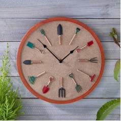 Garden Mile 30cm Garden Tools Design Wall Clock Garden Large Garden Decoration Kitchen Clock Clocks for Living Room Outdoor Wall Clock for Garden