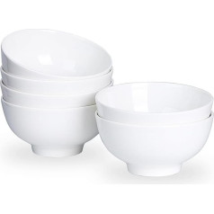 Swuut 10cm Small Bowls Set of 6-10oz White Ceramic Bowls for Dessert, Ice Cream, Rice, Soup, Snack, Dipping in Microwave Dishwasher Safe