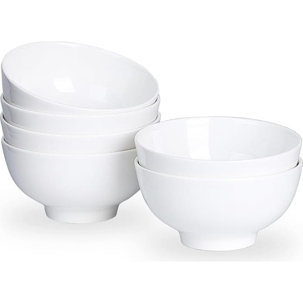 Swuut 10cm Small Bowls Set of 6-10oz White Ceramic Bowls for Dessert, Ice Cream, Rice, Soup, Snack, Dipping in Microwave Dishwasher Safe