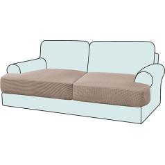 GAMUKAI Set of 2 Stretch T Cushion Sofa Protective Covers Single Sofa Cushion Covers for 2 Cushions Couch Seat Cushion Cover (2, Khaki)