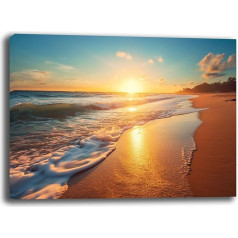 Modern Painting Sunset Sea Sand Modern Pictures Living Room Wall XXL Large Print on Canvas Wall Decor Bedroom Kitchen Hotel B&B (4, 30x40cm)