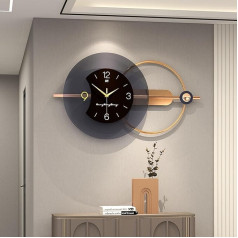 Large Wall Clock Black and Gold Silent Non Ticking 80cm x 30cm Vintage Modern Design Ideal for Living Room Bedroom Kitchen Modern Decorative Battery Operated