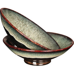 YA JU 2 Sets Ceramic Ramen Noodle Soup Bowl - Perfect for Ramen, Pho, Soup and Asian Dishes, Udon Noodles, Asian Chinese Large Ramen Noodle Bowl