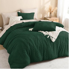 Litanika California King Comforter Set, Emerald Green, 3 Piece, Dark Green Tufted, Boho Farmhouse Bedding Set, Lightweight, Fluffy, All Seasons, 104 x 96 Inch Comforter and 2 Pillowcases