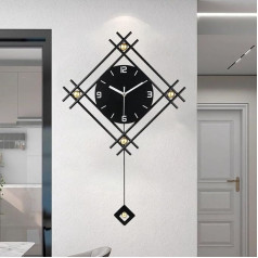 AMOTOFO Moderne Wanduhr mit stilvollem Pendel, minimalistische Metall-Wanddekoration, luxuriöse große Wanduhren, batteriebetrieben für Wohnzimmer, Eingangsbereich, Schlafzimmer, Esszimmer, 47 x 66 cm