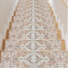 Homcomodar Non-Slip Stair Steps for Wooden Steps, Pack of 15, 8 x 30 Inch Carpet Stairs Steps Indoor Rubber Stair Carpets Safety Mats for Dogs, Children and Elderly, Stair Handle Step Steps