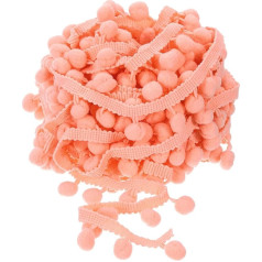 sourcing map Fransenborte Quastenband, 18,8 m, Pompom-Ball, Nähzubehör, Bastelarbeiten, für Zuhause, Vorhang, Kleidung, Kissen, Dekoration (12 mm, Korallenrosa)