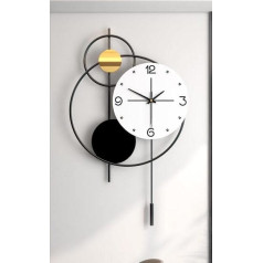 Modern Wall Clock 37 x 62 cm Pendulum Luxury Design Black White Gold