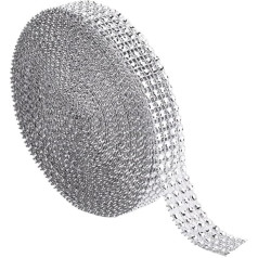 Angoily Diamond Wrap Imitation Garland Sparkle Wrap Decorate Trim Plastic Plastic Customised Diamond Mesh Bands Crafts with Diamond Mesh Tape Plasure Silver