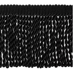 DecoPro 25 Meter Package - 15cm Long BLACK Bullion Fringe Trim, Basic Trim Collection, Style# BFS6 Color: K9 (81 Ft)