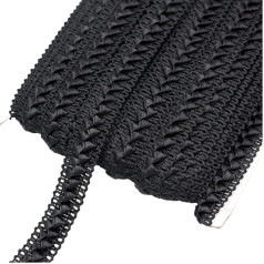 25 M 1.8 cm Breit Polyester-Satinband Geschenkband Hohlband Meterware Spitzenbordüre Zierband Spitzenband Spitzenborte Dekoband für Nähen DIY Handwerk Kleidung Tischdeko Hochzeit,Schwarz