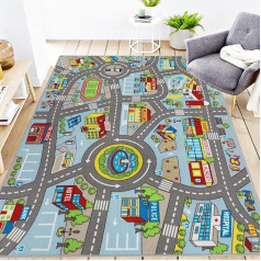 Capslpad Car Play Mat, 150 x 200 cm Non-Slip Kids Rug City Map Interactive Play Mat Machine Washable Creative Educational Boys Girls Play Mat for Teens Room
