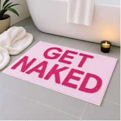 Feblilac Get Naked Bathroom Rugs Non-Slip Cute Tufted Floor Rug Washable Microfiber Mats for Shower Quick Dry 50x80cm Pink