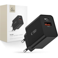 Tech-Protect NC30W USB-C USB-A 30W tīkla lādētājs - melns