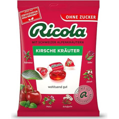 Ricola Cherry Herbs, 75 g Bag Original Swiss Herb Sweets with 13 Alpine Herbs and Fruity Refreshing Cherry, Sugar-Free, 1 x 75 g