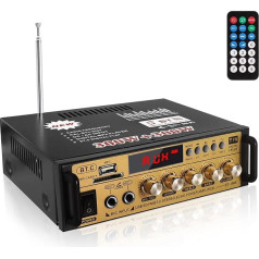 Mini Amplifier HIFI Amplifier Bluetooth 5.0 Stereo Audio 12V 220V 600W 2 Channels LCD Display High Fidelity Portable FM Radio SD/USB Card Input for Home or Car