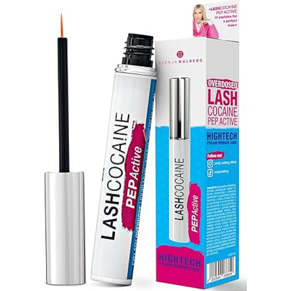 LASHCOCAINE PEP ACTIVE - Eyelash Serum without Hormones - Protects & Strengthens Eyelashes - Eyelash Booster with Care Complex from Svenja Walberg - Vegan - Made in Germany - 3.5 ml