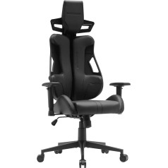 MARS GAMING MGC-Elite Ergonomic Gaming Chair, Flexible Adjustable Backrest, 2D Adjustable Armrests, Tilting Seat, PU Leather Finish, Office Chair XL Wheels, Class 4 Gas Lift, Black