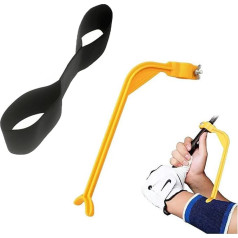 Golf Training Aid Kit Improve Your Swing Plane Alignment Corrector Golf Swing Plane Training Aid Wristband and Wrist Stick for Right and Left Handed Golfers Beginners