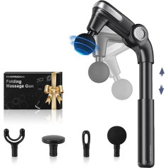 KingPavonini Massage Gun with Extendable Handle & Folding Head, Massage Gun Back with 3 Adjustable Angles & 4 Massage Heads, Massage Gun Gift for Men and Women