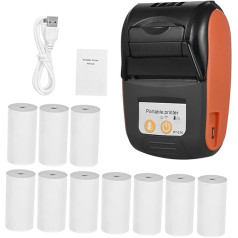 Portable Receipt Printer, Portable Mini Thermal Printer Pt-210 58mm for Retail Stores, Restaurants, Factories, Logistics, 10 Rolls of Paper, Compatible with iOS and Android