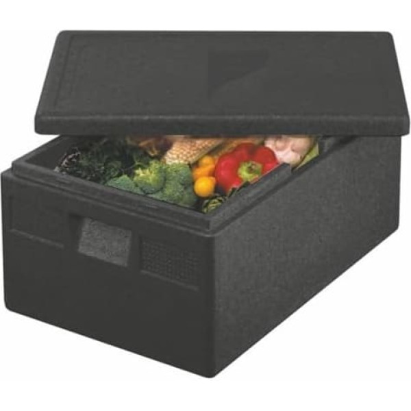 PAPSTAR Insulated transport container, EPP 68.5 cm x 48.5 cm x 36 cm, black, Euro standard, you will receive 1 piece