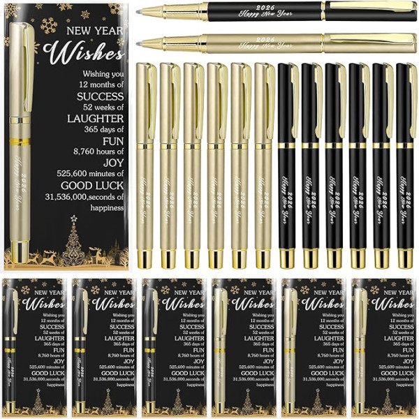 24 Sets 2026 Happy New Year Ballpoint Pen Office New Year's Eve Gifts Happy New Year Stationery Gift for Colleagues Work Colleague Nursery Educator New Year Eve Party Supplies for Guests
