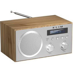 KLIM DAB Plus Radio with Bluetooth, Digital Radio DAB, DAB+ and FM with Wooden Housing, Works on the Mains, HiFi Speaker, USB/AUX Socket, Alarm Clock Radio with Alarm