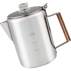 Kaffeeperkolator mit Skala, Edelstahl, transparenter Deckel, für Camping und Zuhause, tragbare Kaffeekannen