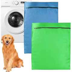 2 Stück Haustier-Wäschesack, 70 x 80 cm und 60 x 90 cm, Haustierhaarfänger, Waschbeutel kann verhindern, dass Tierhaare die Waschmaschine blockieren, für Hunde, Katzen, Hamster, Pferde (blau und grün)
