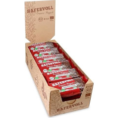 HAFERVOLL Organic Flapjack Cranberry & Cacoa Nib, 18 x 60 g Cereal Bars - Organic Certified, Vegan, With Date Syrup, No Added Sugar, Oats, Oven Baked
