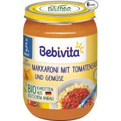 Bebivita Menus from 5th Month Macaroni with Tomato Sauce and Vegetables Pack of 6 (6 x 190 g)