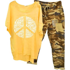 Briskorry Damen Set Zweiteiler, Oberteil Shirt und Hosen, Hosenanzug Lockerer Lässig Freizeitanzug Rund Ausschnitt Kurzen Ärmeln Jogginganzug Leichter Luftig Activewear Einfarbiges Elegante Sport