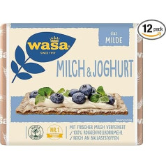 Wasa Crispbread Milk & Yoghurt from Rye Whole Grain Flour Refined with Milk, 12 x 230 g