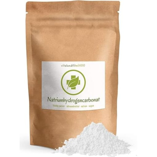 Sodium Hydrogen Carbonate Powder - 1000 g - Sodium E500 - NaHCO3 - Food Grade - Baking Soda, Food Soda, Food Soda, Food Soda, Cleaning, Baking Soda - 100% Vegan - No Additives and Additives