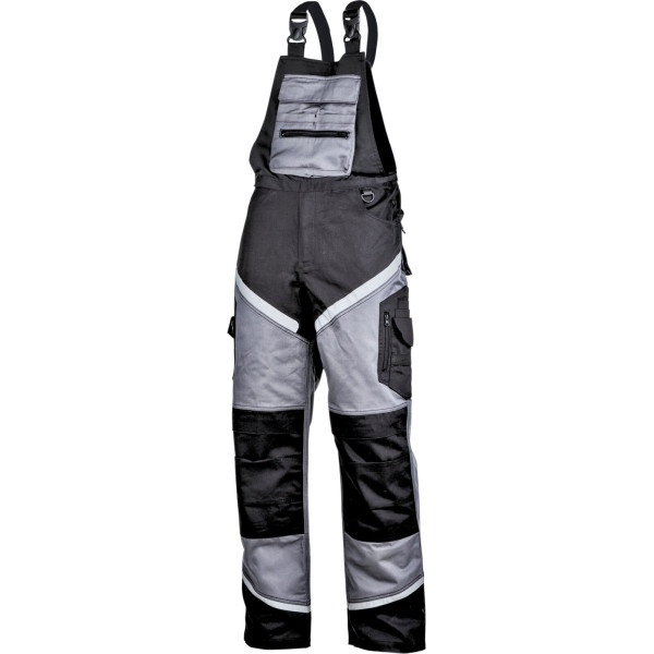 Melns un pelēks kombinezons ar atstarojošām svītrām, 