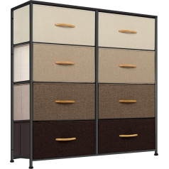 Llappuil 8 Drawer Chest of Drawers High Storage Bedroom Living Room Hallway Entrance Cabinets Fabric Drawers with Sturdy Frame Wooden Top and Handles