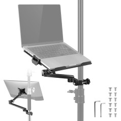 Neewer DS013 Laptop Desk Mount with Shelf for Notebooks up to 45 cm, Monitor Mount Stand Arm with 75 mm and 100 mm VESA Plate for Home Office, Online Lessons, Load Capacity 8 kg
