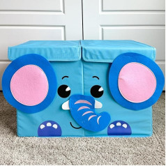 Quokka Toy Storage Box for Boys and Girls - Elephant Large Toy Chest Organiser for Kids - Collapsible Handles - Flip Top Lids - Fabric Foldable Bin for Playroom - Nursery Room Organisation