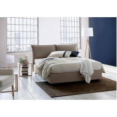 ‎Talamo Italia Talamo Italia - Antonia Double Bed with Fabric Cover, 100% Made in Italy, Front Opening, Suitable for Mattress 160 x 200 cm, Taupe