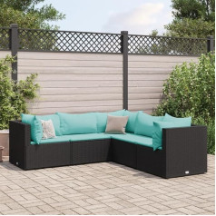 ‎Homgoday Homgoday Garden Sofa Set 5 Pieces with Black Polyrattan Cushions, Furniture Set Sofa Bed Living Room Couch Set Sofa for Outdoor Garden Outdoor Furniture Typ3308124