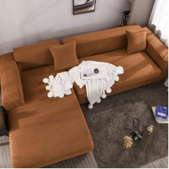 ‎Suuki Stretch Couch Blanket, Couch Cover, Sofa Cover, Office Fabric Sofa Covers, High-Quality Sofa Covers, Slipcover, Sofa Protector for Dogs, Cats, Children, Brown, 3_4 Seater