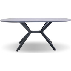 Frankystar Marui Ashi Oval Dining Table Made of Wood and Metal with Midfoot Ashi 150 x 90 cm - Grey Wood Effect