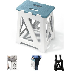 Blackspace Foldable Stool, Stable & Non-Slip Foldable Step Stool, Portable, Lightweight, Ideal for Bathroom, Toilet, Kitchen, 40 cm High (Blue/White)