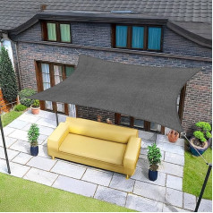 Sunnylaxx Rectangular Sun Sail, Sun Protection Awning, Colour Anthracite, 95% UV Protection, for Outdoor Use, Garden, 4 x 6 m