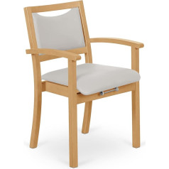 2Liftu Chair for seniors, standing aid chair, armrest chair with standing aid, made of solid beech wood, stable and durable (faux leather, grey)